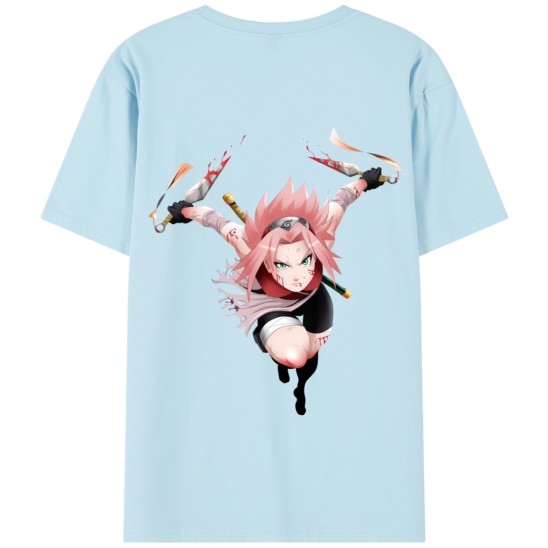 （画像用） NARUTO -ナルト- 春野サクラ Haruno Sakura 綿100％半袖Tシャツ（背面プリント）
